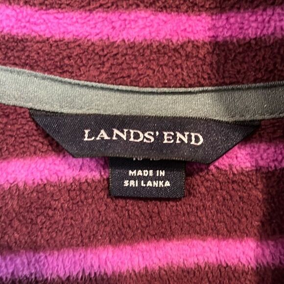 Lands End Purple Stripe Fleece 1/4 Zip Top Medium Tall MT - Picture 3 of 5
